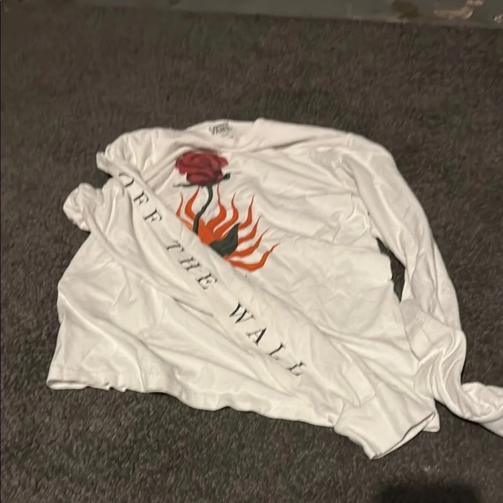 Vans Flaming Rose Classic Fit Long Sleeve T-Shirt Small White - Picture 5 of 6